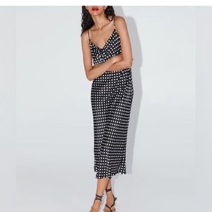 Zara midi slip dress in polka dot